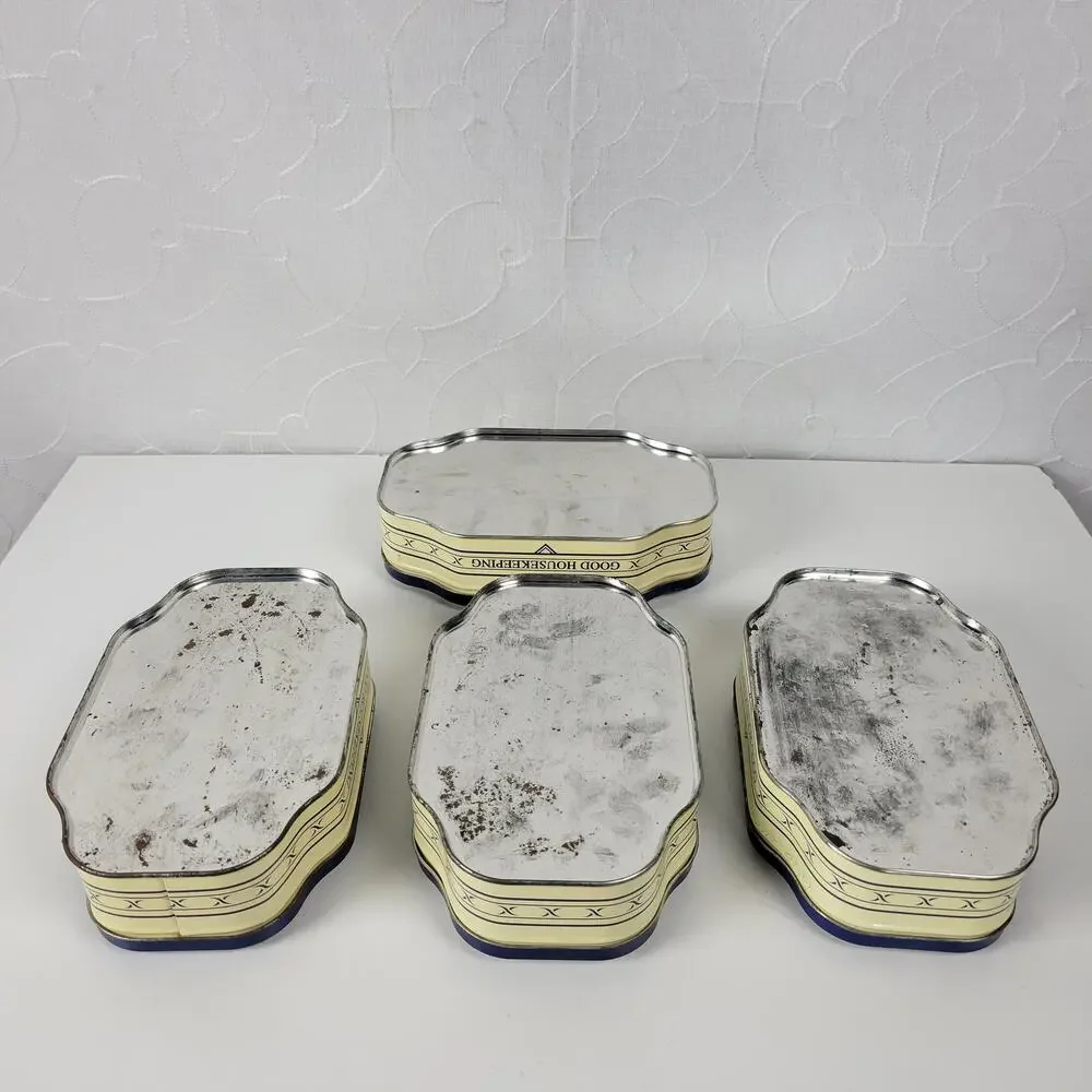 Vintage Good Housekeeping 4 Seasons Metal Tins Spring Summer Autumn Winter 4 pcs